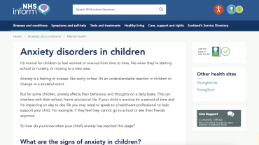 Anxiety disorders in children